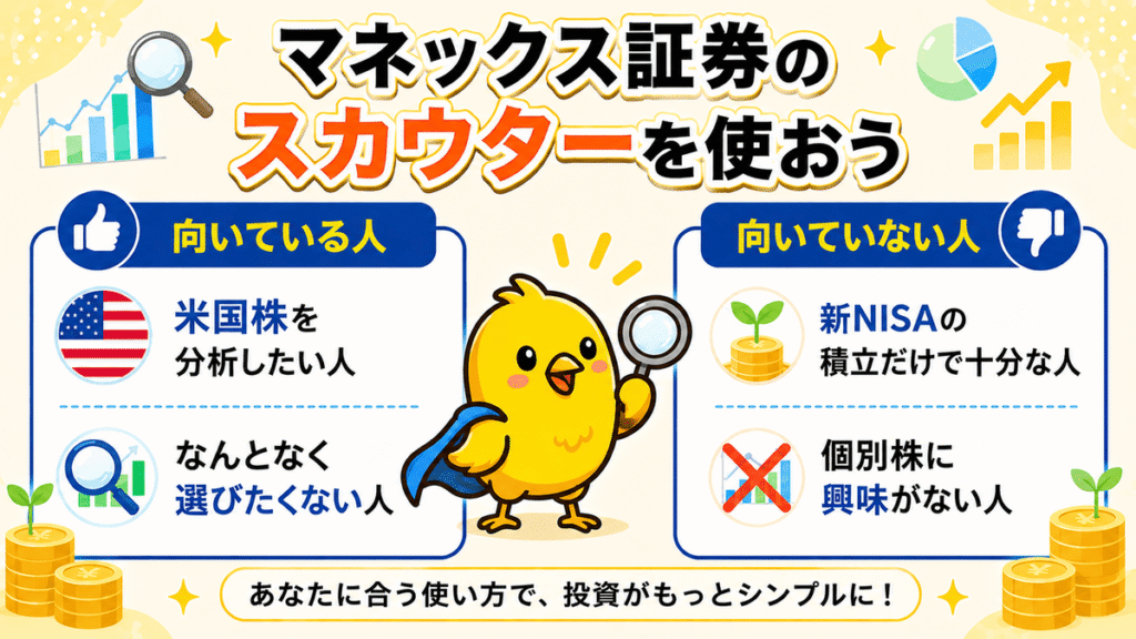 マネックス証券が向いている人・向いていない人を対比した画像